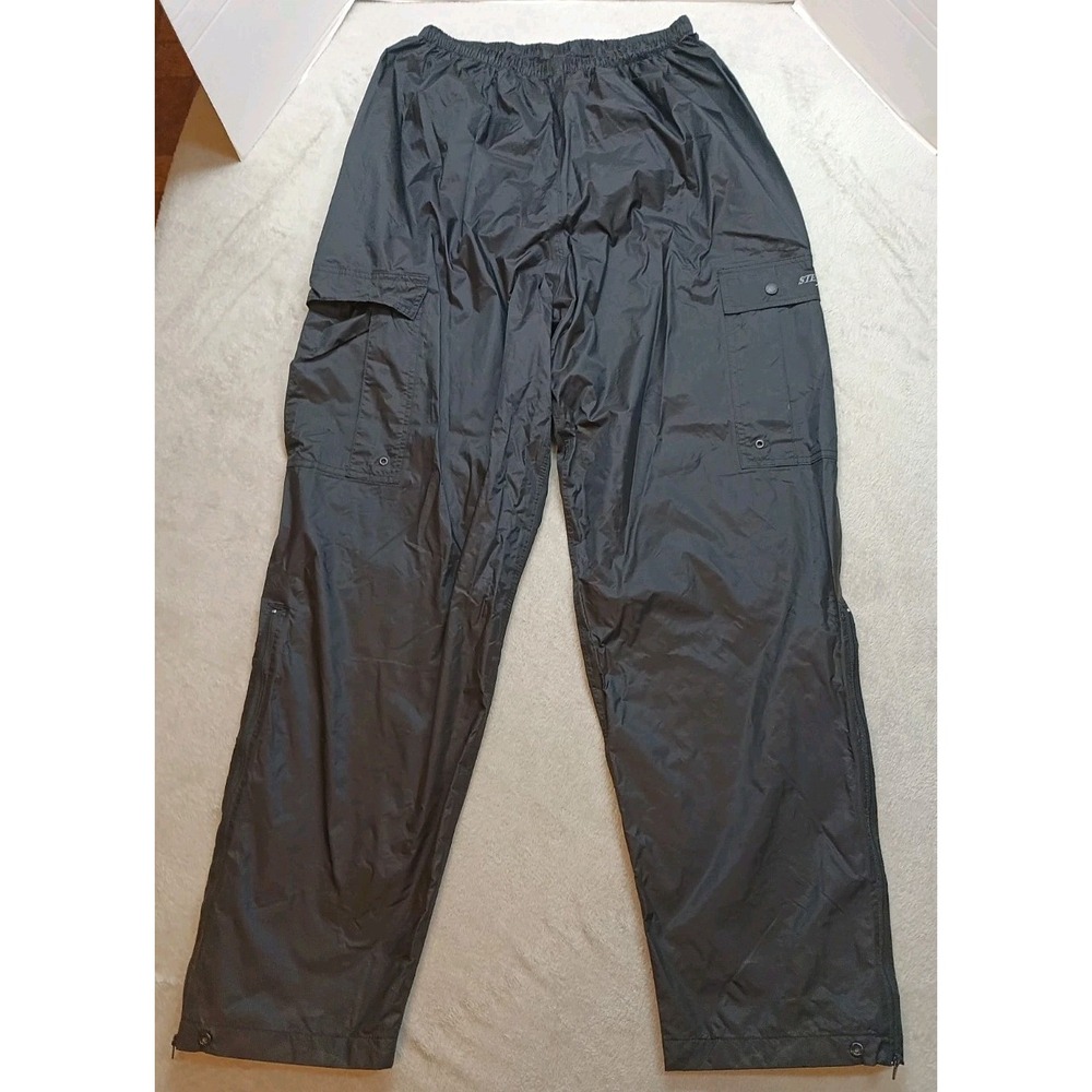 Stearns Dry Wear Mens Pull-on Pants Size Large Solid Black Lined Nylon Outdoor.
